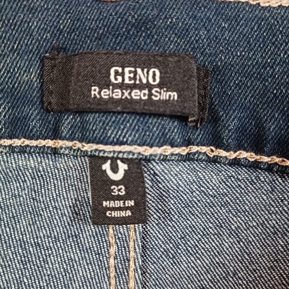 True Religion Geno Slim Jeans Men's Medium Amber Nights Wash Studded Flap 33x32 - Picture 12 of 13